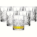Whiskey Glasses Set of 6 - FBL&HM Lead-Free Crystal Old Fashioned Cocktail Glasses, 10oz Oval Stripe Bar Tumbler for Bourbon, Scotch, Brandy, Vodka & Mixed Drinks, Dishwasher Safe