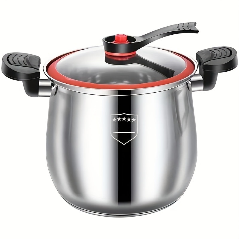 Stainless Steel Quick Cooking Pot with Lid Large Capacity ¨C Food-Grade Non-Stick Scratch-Resistant Saucepan | Induction & Gas Stove Compatible Stew Soup Pot Even Heating Kitchen Cookware