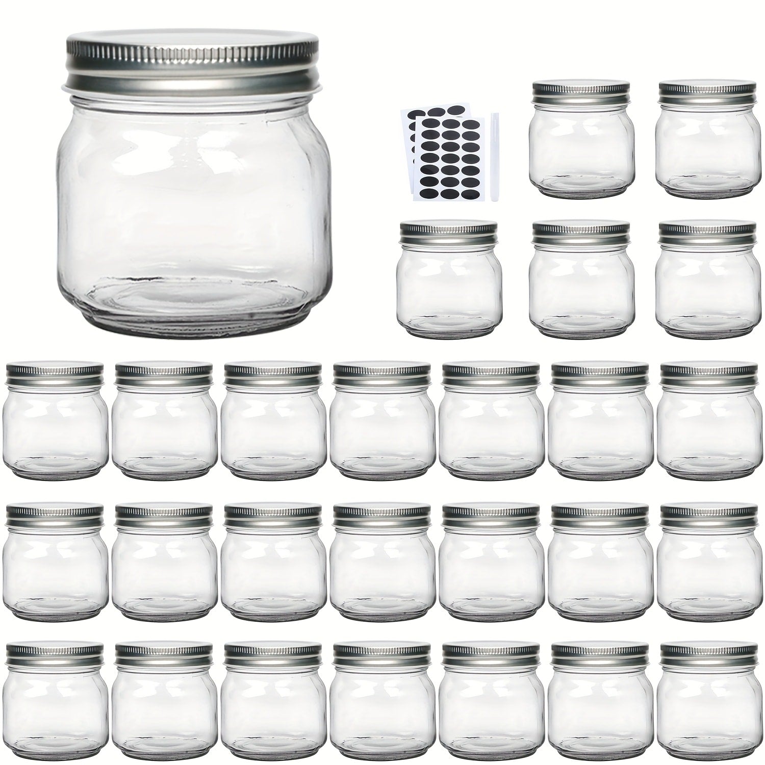 Mason Jars 8oz Glass Jars with Lids ¨C 9/18/27/36 Pack Regular Mouth Canning Jars for Storage, Spices, Jelly, Jam, Honey & Caviar | Dishwasher Safe Spiral Lid Kitchen Storage Containers Set