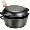 Cast Iron Dutch Oven Set 5.1QT & 7QT with Skillet Lid ¨C Pre-Seasoned 2-in-1 Cookware for Stovetop, Induction, Oven, Campfire & BBQ, Sourdough Bread Baking, Frying, Camping