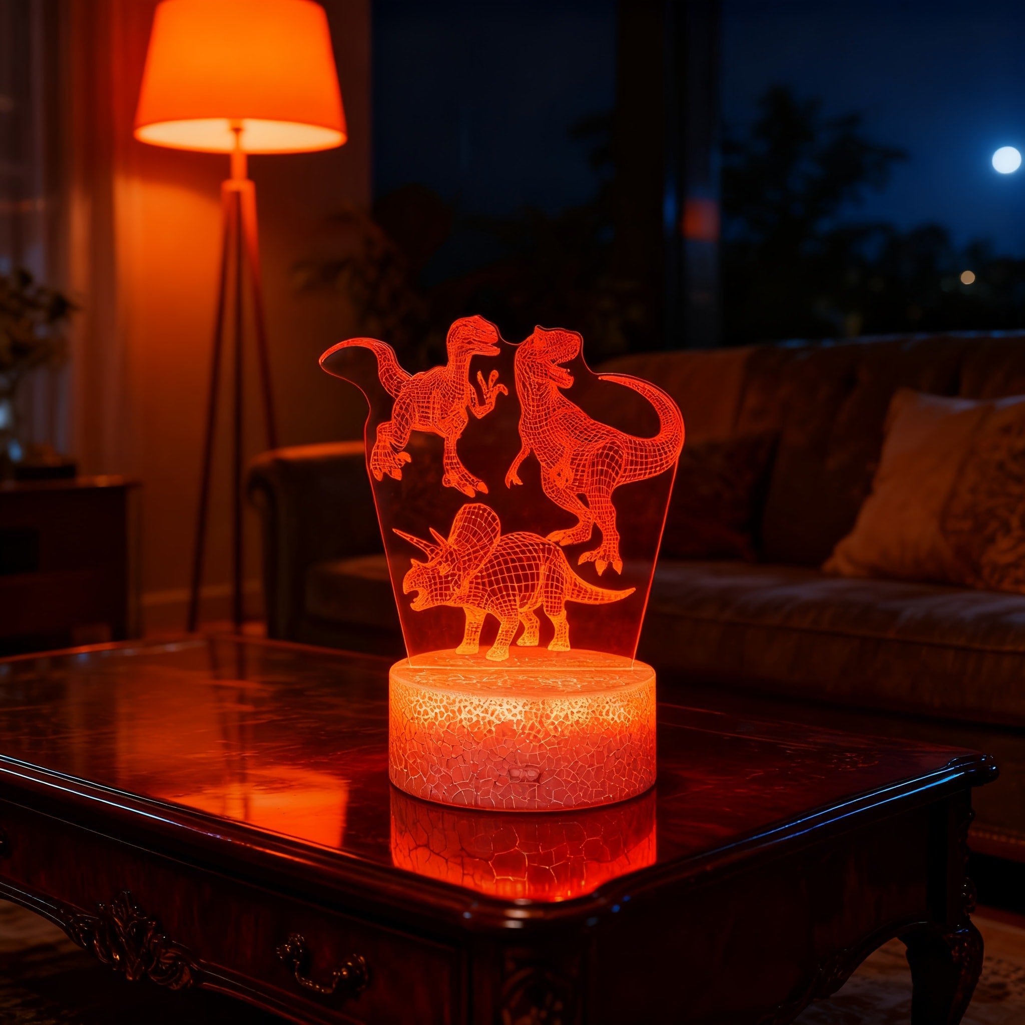 3D Holographic Dinosaur Night Lamp 16 Color Changing T-Rex LED Bedside Lamp Remote Touch Control Adjustable Brightness Kids Room Decor Gift Boys Girls Jurassic