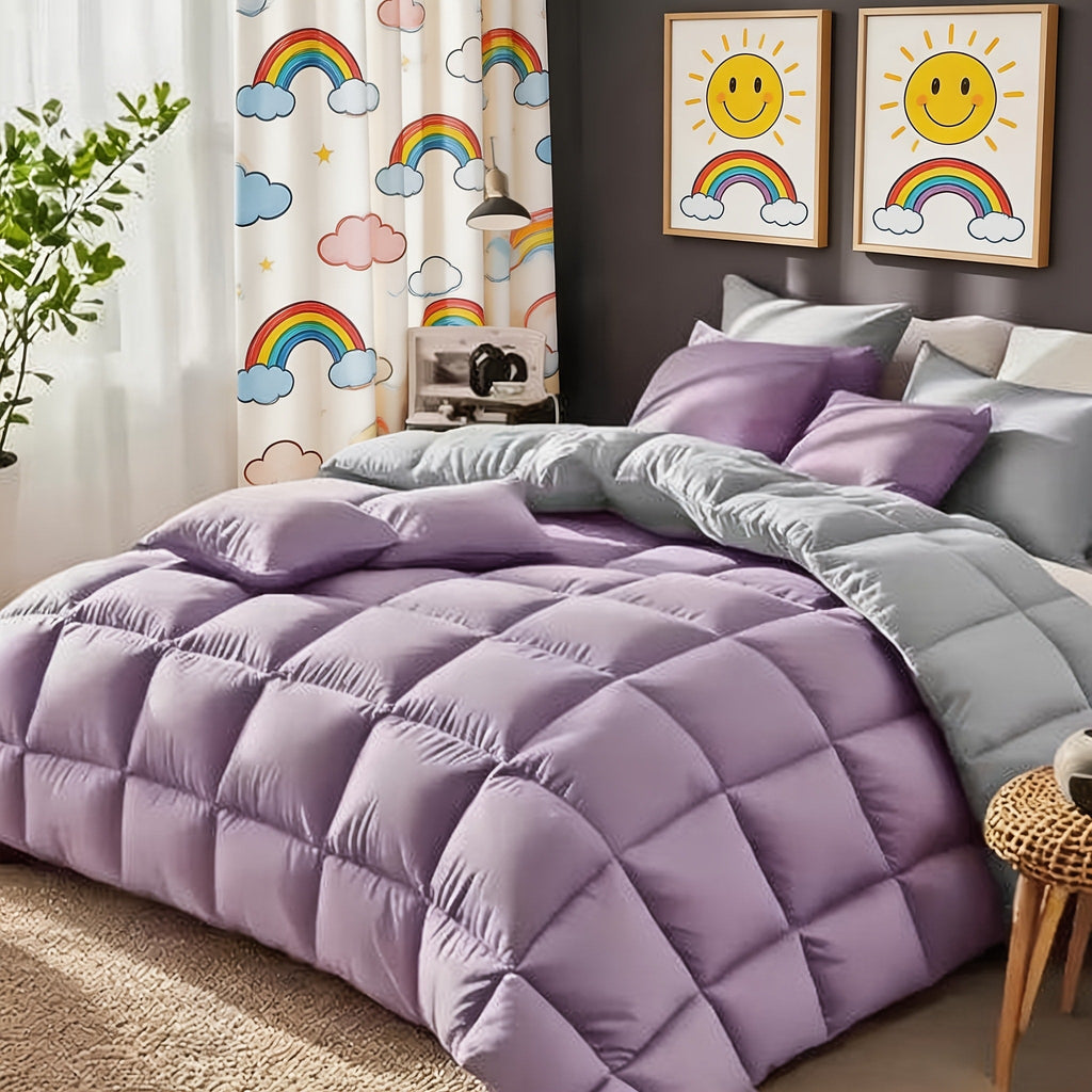 Comforter Set 7 Piece Bed in a Bag Full Queen King Soft Satin-Like Fabric with Fitted Sheet Flat Sheet Pillowcases Breathable Bedding Set for Bedroom Hotel
