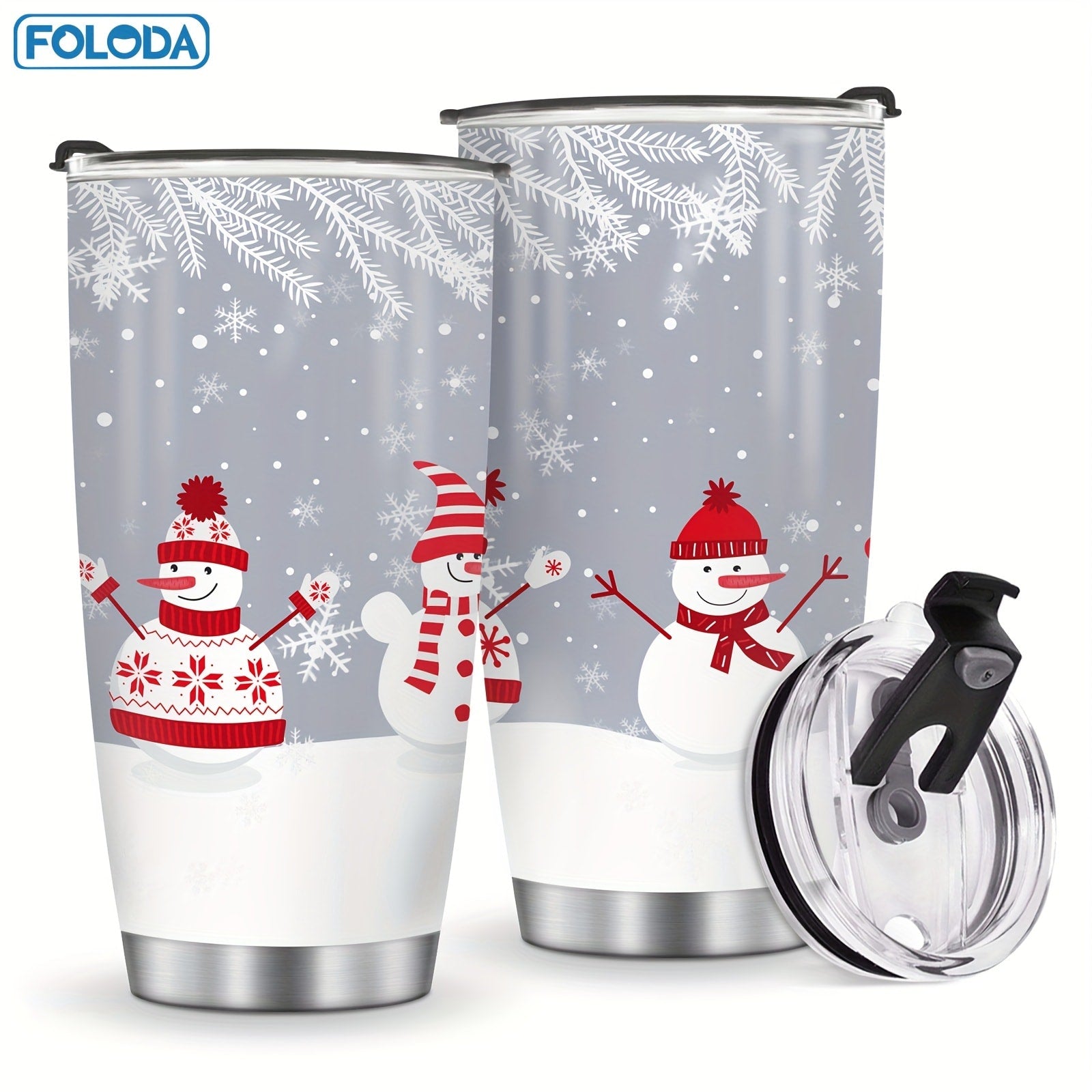 Christmas Tumbler 20oz Stainless Steel Insulated Travel Mug with Lid & Straw Holiday Xmas Patterns Red Truck Snowman Santa Gift for Men Women Friends Teachers
