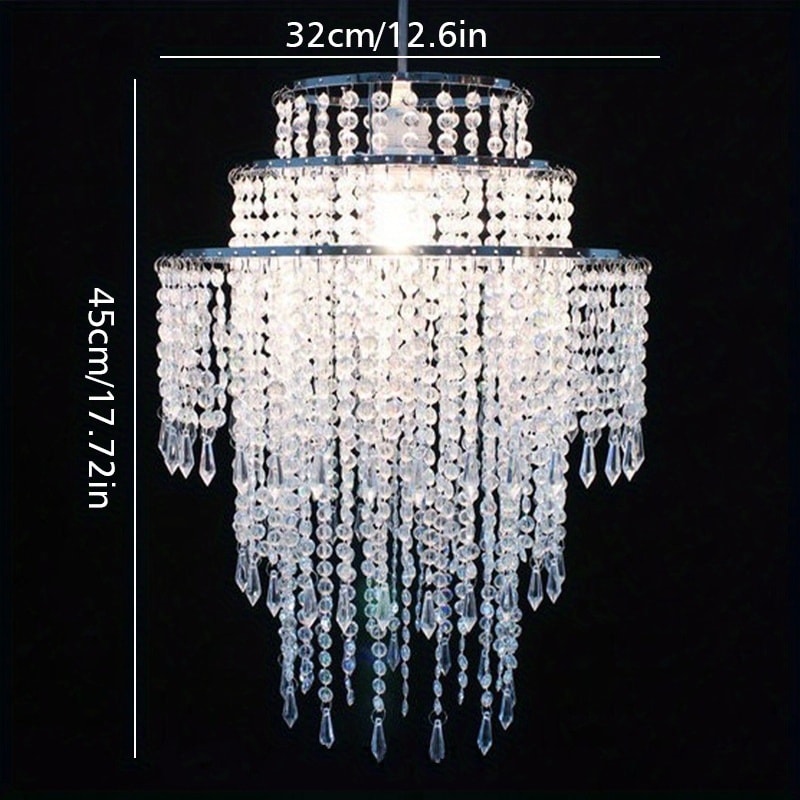Crystal Beaded Chandelier Lampshade Acrylic Sparkling Droplets Elegant Ceiling Light Fixture Cover for Wedding Party Home Decor Multiple Sizes Branch Style Beadwork Pendant Shade