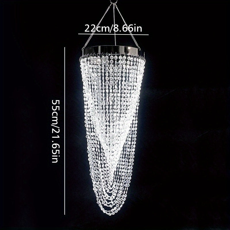 Crystal Beaded Chandelier Lampshade Acrylic Sparkling Droplets Elegant Ceiling Light Fixture Cover for Wedding Party Home Decor Multiple Sizes Branch Style Beadwork Pendant Shade