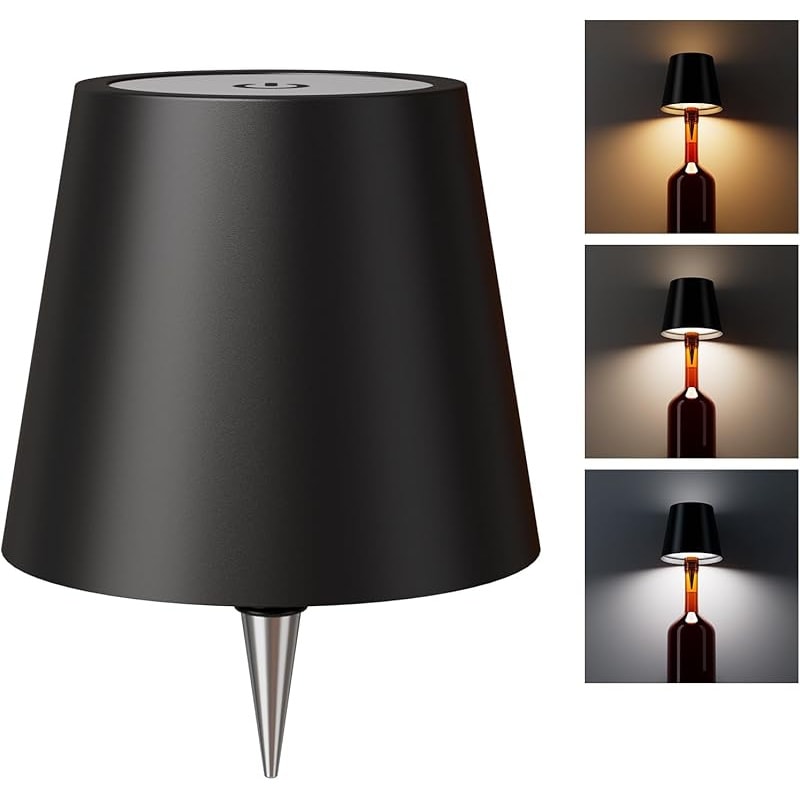 Rechargeable LED Bottle Lamp Table Lamp, 3 Color Temperatures, Touch Control Dimmable Bedside Light for Bedroom Dining Room Bar Desk ¨C Modern Minimalist Design