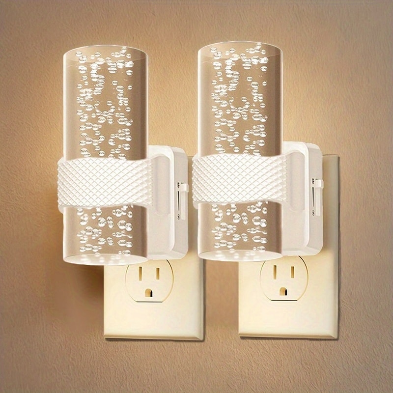LED Plug-In Night Light with Dimmable 3000K Warm Light & Auto Sensor, 2 Pack for Hallway Bedroom