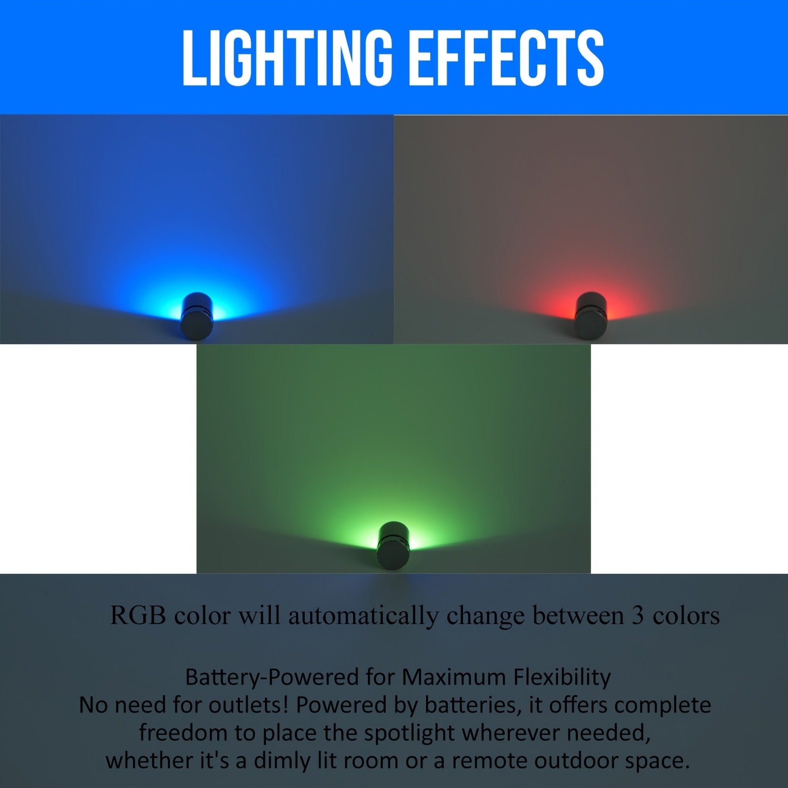 Mini Spotlight Battery Operated LED 20 Pack - Cordless Miniature Spot Lights for Artwork, Paintings, Jewelry, Display Cases, Handicrafts, Models & Puzzles (Green / Red / RGB / Blue)