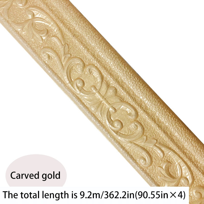 3D Self-Adhesive Foam Baseboard Wall Trim Sticker Waterproof Peel and Stick Carved Wallpaper Border Skirting for Home Decor White Silver Gray Copper Gold 4 8 12 Rolls
