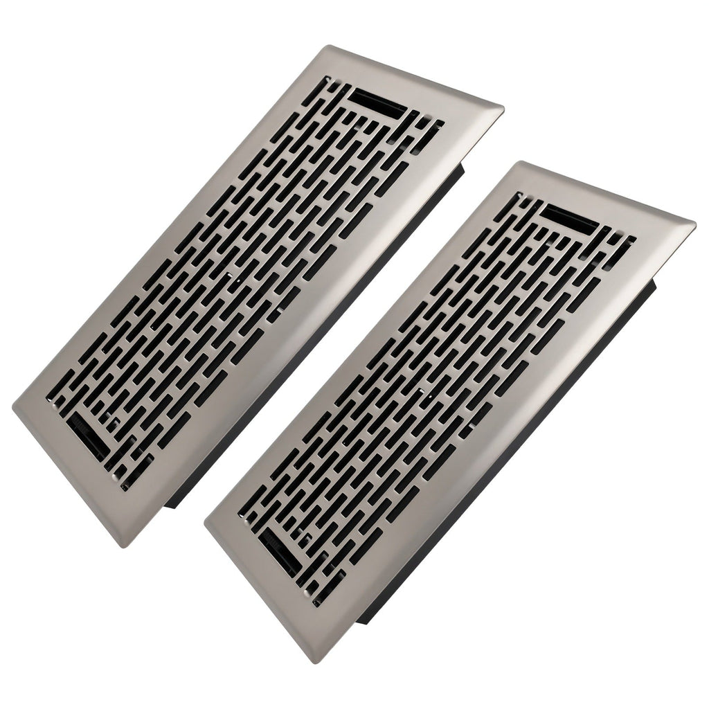 Floor Vent Register Cover 4x10 Inch Heavy Duty Walkable Steel Decorative Air Vent Grille Adjustable Airflow for Home HVAC 2-Pack Savannah Boston Design Multi Finish