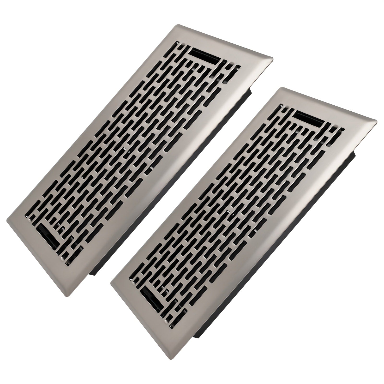 Floor Vent Register Cover 4x10 Inch Heavy Duty Walkable Steel Decorative Air Vent Grille Adjustable Airflow for Home HVAC 2-Pack Savannah Boston Design Multi Finish