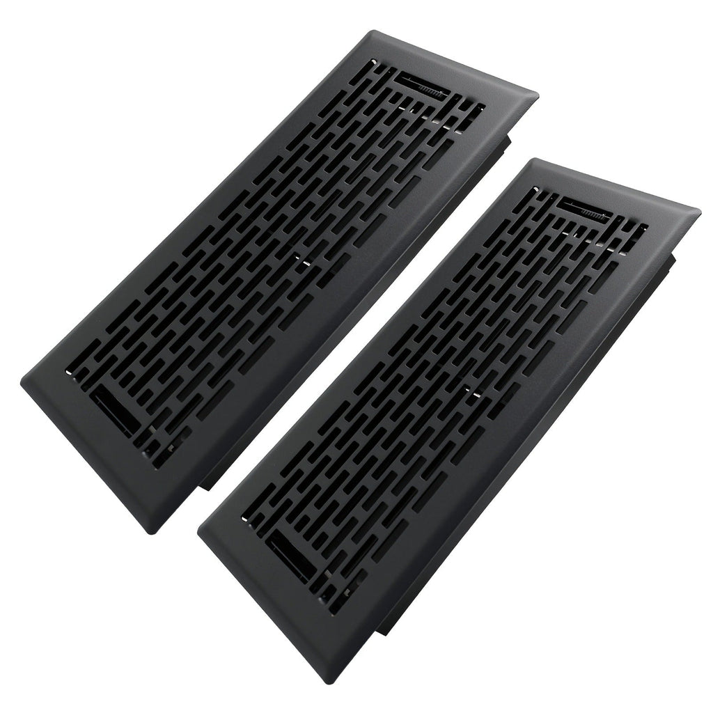 Floor Vent Register Cover 4x10 Inch Heavy Duty Walkable Steel Decorative Air Vent Grille Adjustable Airflow for Home HVAC 2-Pack Savannah Boston Design Multi Finish