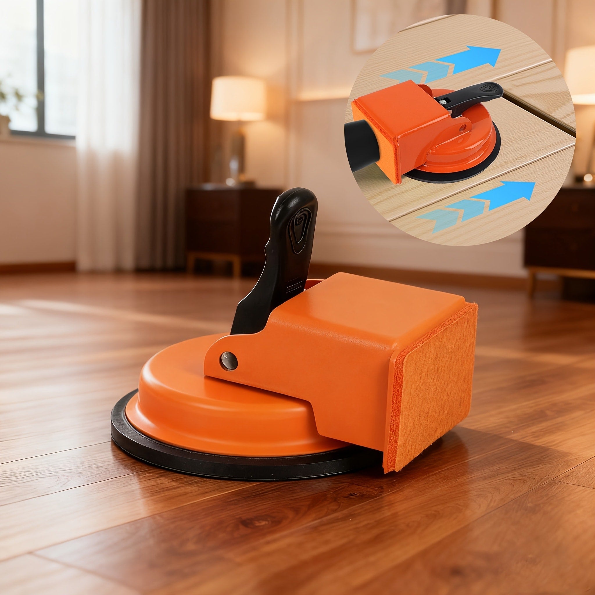 Floor Gap Fixer Tool with 4.84¡± Suction Cup, Laminate Floor Gap Repair Tool Kit for Vinyl Plank Hardwood Floors, Professional Plank Grabber with Metal Body & Felt Pad, Floor Installation Repair Tool