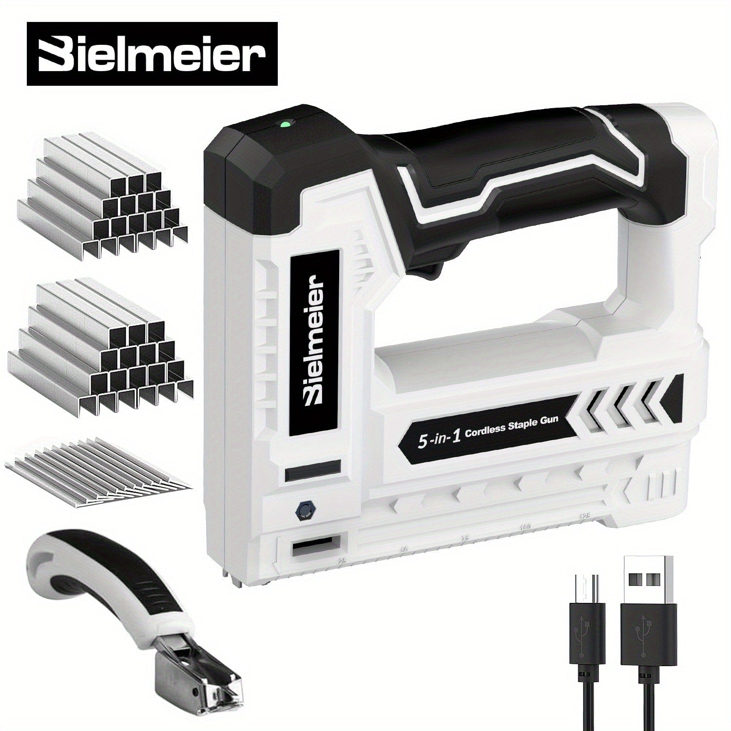 Cordless Stapler Brad Nailer 2-in-1 4V / 20V No Compressor ¨C Lightweight with Battery, Charger & 1600pcs Nails & Staples, for Carpentry, Home Improvement, Upholstery & DIY ¨C Multiple Colors & Upgrade Versions