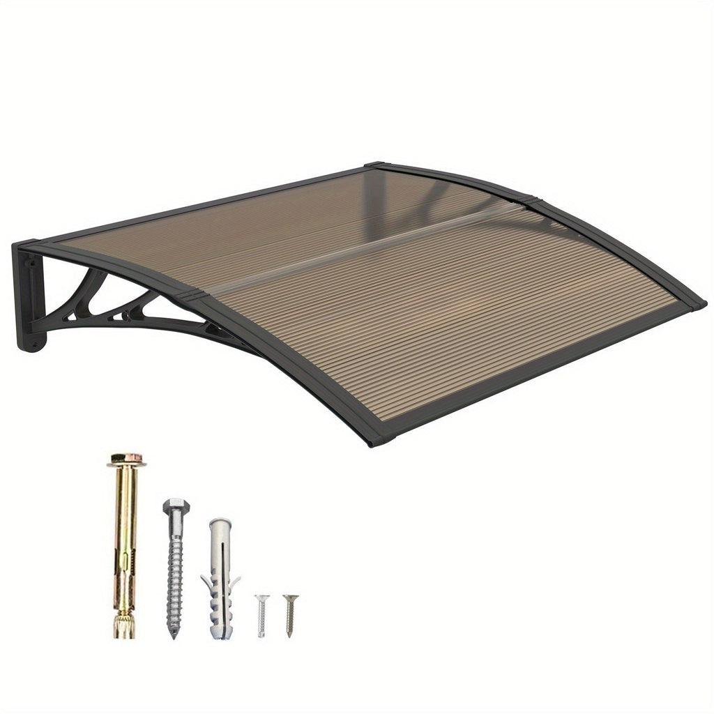 Window Awning Door Canopy Polycarbonate Overhang ¨C UPF 50+ UV & Rain Protection, Leak-Proof Hollow Sheet, Weather-Resistant Outdoor Patio Awning for Doorways, Windows, Storefronts ¨C Multiple Sizes & Colors