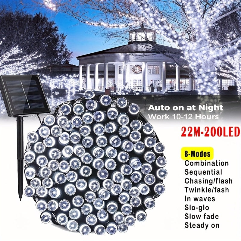 Solar String Lights Outdoor LED ¨C 39/50/72/100/105FT Spherical Bulb & Warm/Cool White with Remote Control | IP65 Waterproof 12-Hour Solar Powered Fairy Lights for Patio, Garden & Festival Decoration
