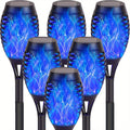 Solar Torch Lights Flickering Flame Outdoor ¨C Auto On/Off Dancing Flame Solar Garden Lights IP54 Waterproof | Landscape Pathway Torch for Garden, Yard, Patio & Christmas Decoration | 6/8/12pcs Blue