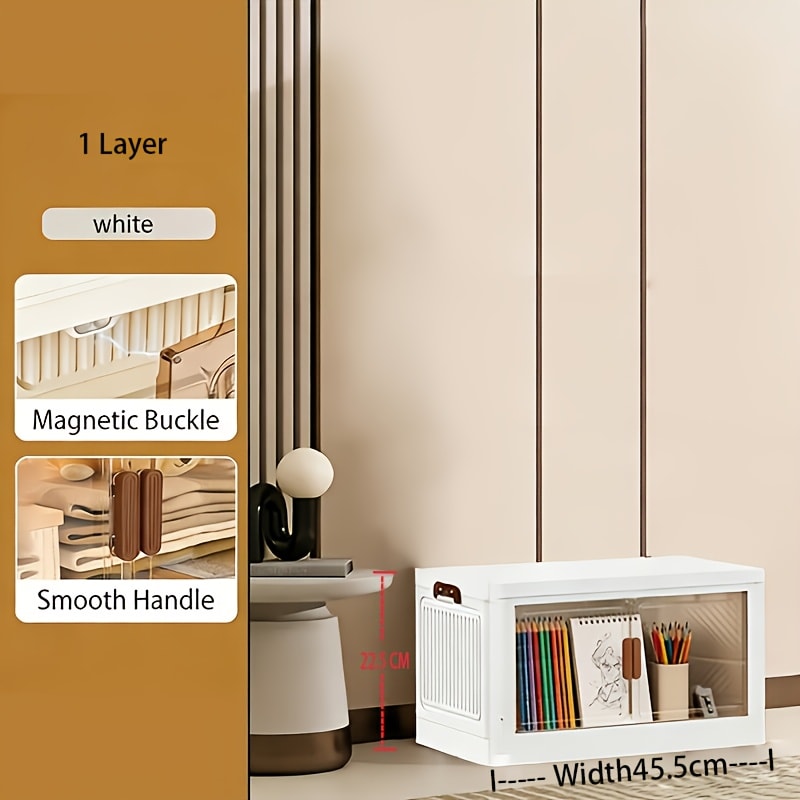 Foldable Storage Cabinet with Door ¨C Multi-Layer Stackable Storage Box for Shoes, Clothes & Books | Large Closet Organizer for Bedroom, Bathroom, Kitchen, Office & Wardrobe