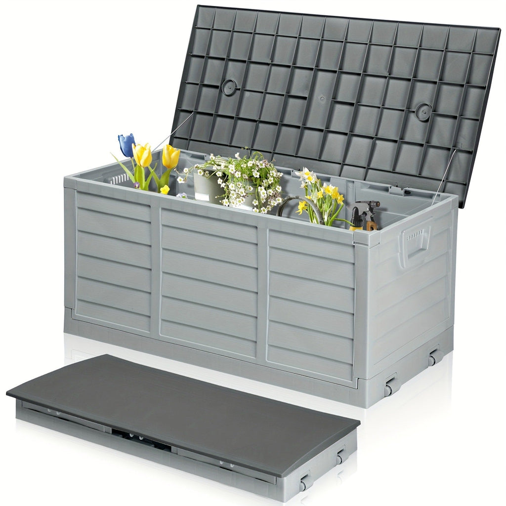 75 Gallon Deck Box with Wheels ¨C 284L Resin Outdoor Storage Box Lockable Plastic Container for Patio, Pool & Garden, 110 lbs Capacity, Multiple Colors, Weatherproof Outdoor Storage Cabinet