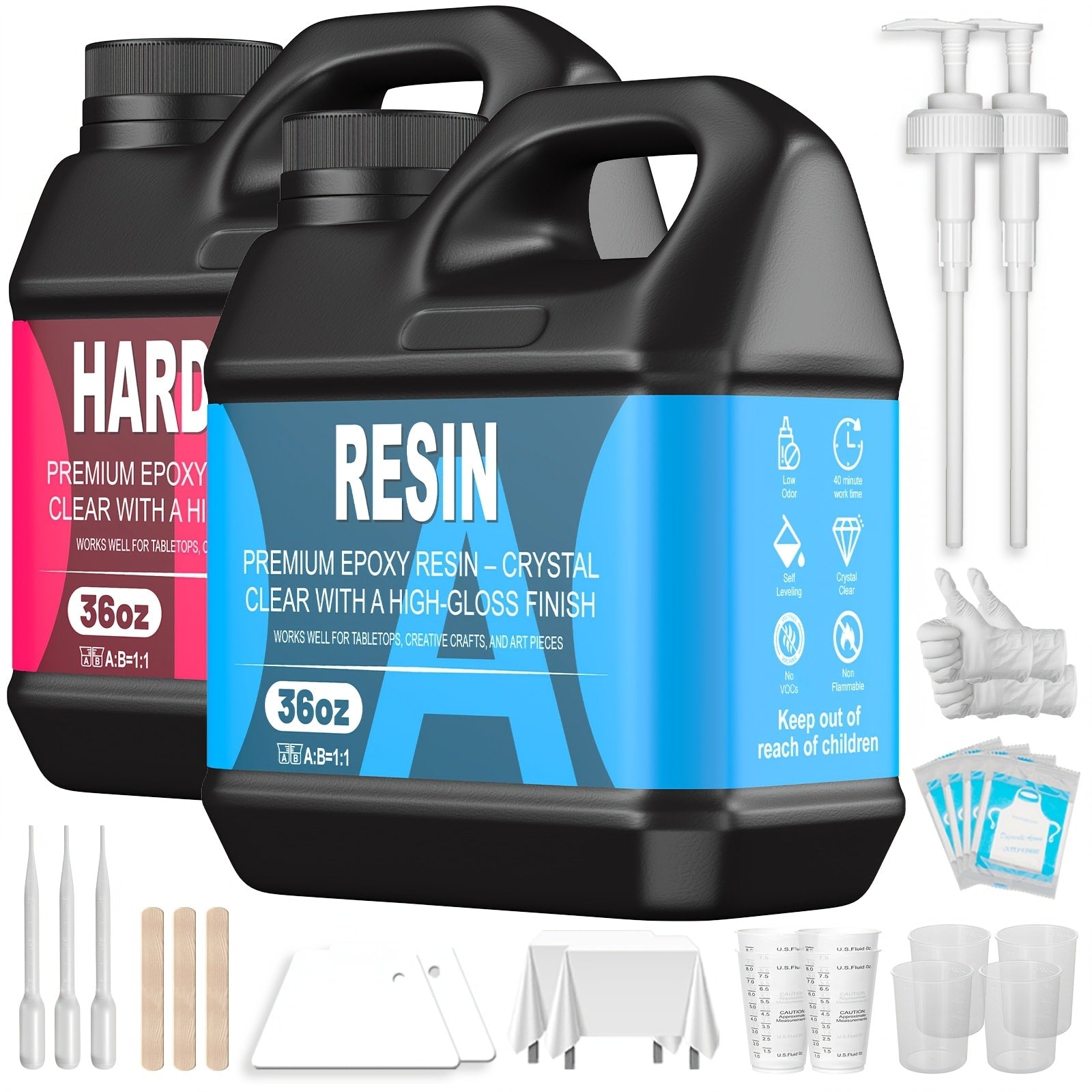 Epoxy Resin Kit Ultra Clear Bubble-Free Self-Leveling ¨C 2-Part Casting & Coating Resin for River Tables Countertops Crafts, Yellowing-Resistant Fast Cure Formula
