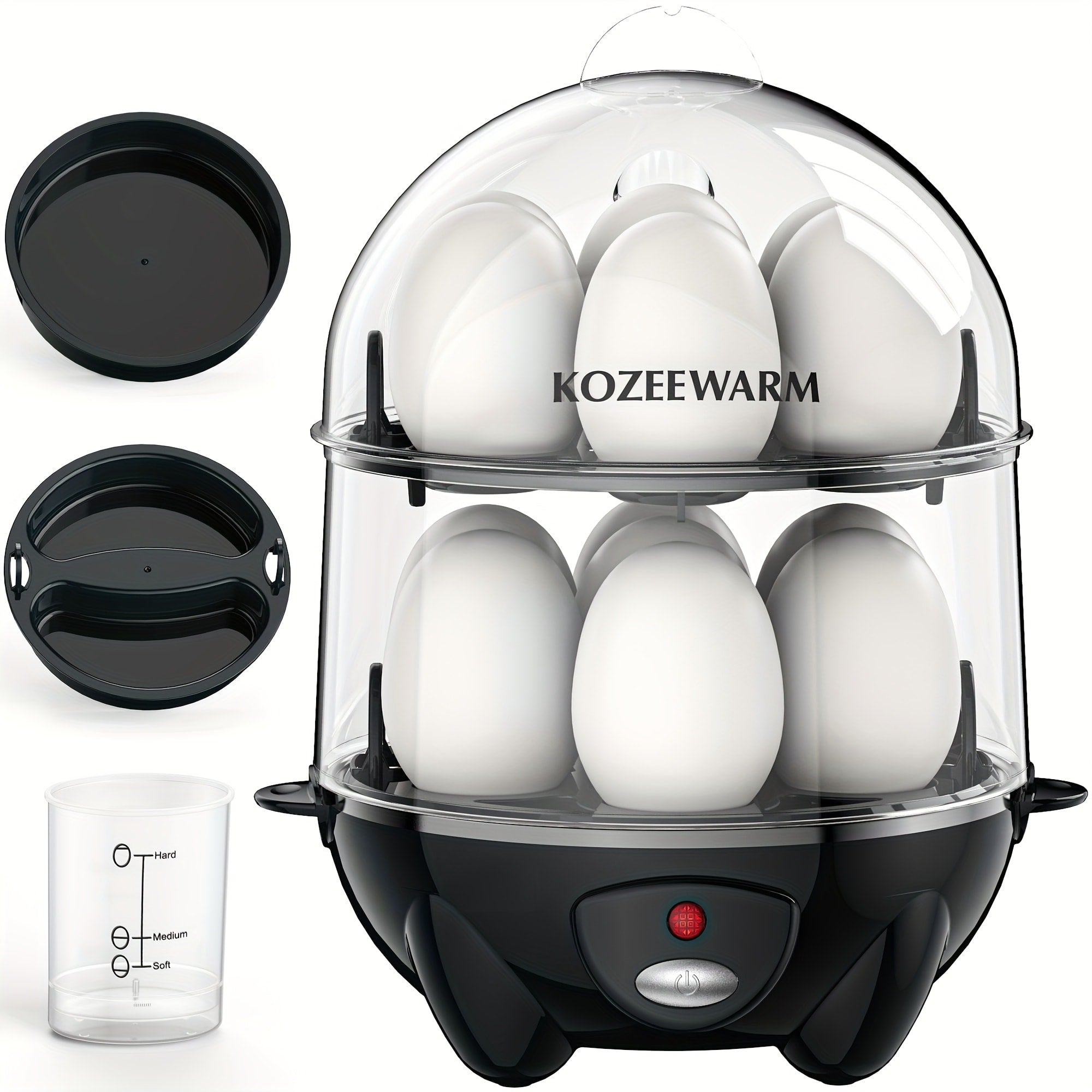 Electric Egg Boiler & Cooker with Auto Shut-Off ¨C Single & Double Layer, Multi-Function for Hard Boiled, Soft Boiled, Scrambled, Omelette, Steamed Vegetables & Dumplings, 4 Colors