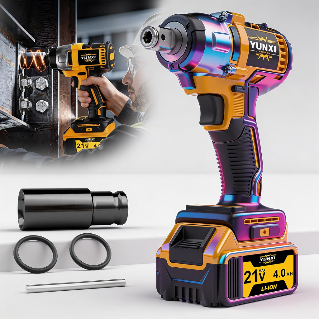 Cordless Impact Wrench Set with Charger Lithium-Ion Portable Electric Wrench Quick Charge for Home Automotive Repair Maintenance DIY Power Tool Kit