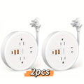 Travel Power Strip Retractable 4ft Flat Plug Extension Cord 3 Outlets 3 USB Ports 2 USB-C Compact Charging Station for Dorm Office Home Desk Travel
