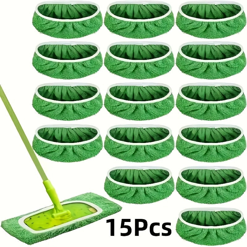 Microfiber Mop Pads 15-Pack Compatible with Swiffer Sweeper Reusable Washable Wet Dry Mopping Cloths Refill Pads for Hardwood Vinyl Tile Floors