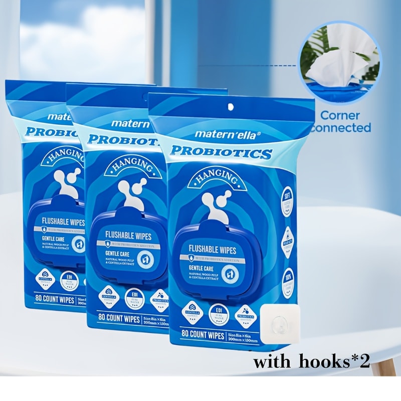 Flushable Wet Wipes for Adults with Probiotics ¨C Plant-Based Fibers, Fragrance Free, Sewer Safe, Soft & Thick Disposable Butt Wipes, Travel & Camping Must-Have, for Incontinence & Personal Care (3/5/6/8 Packs)
