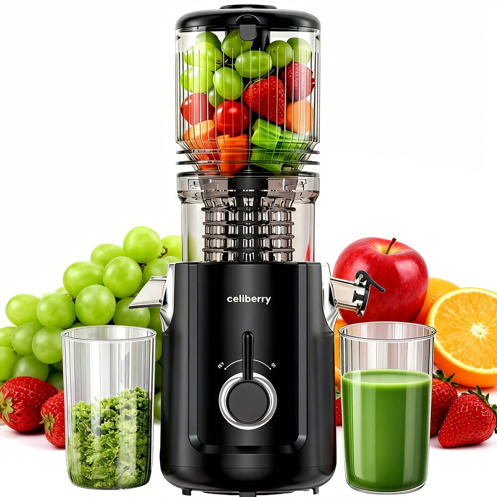 Masticating Juicer Cold Press - 4.25¡± Wide Feed Chute Auto-Feed Slow Juicer for Whole Fruits & Vegetables, 98% Juice Extraction, Quiet Motor, Easy to Clean, Compact for 1-2 People, Multiple Colors