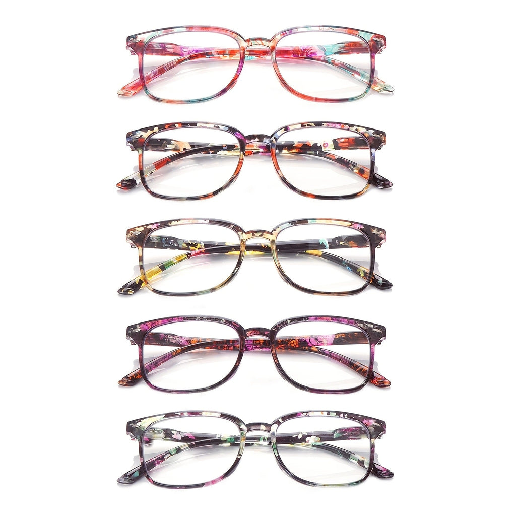 Blue Light Blocking Reading Glasses for Women 5-Pack ¨C Stylish Computer Readers with Spring Hinges, Anti-Blue Light Lenses, Multiple Strengths 1.0¨C4.0x, Multicolor