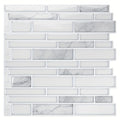 Peel and Stick Backsplash Tile Stickers 10-Sheet - White Marble Self Adhesive Wall Tiles for Kitchen & Bathroom, No Grout DIY Stick On Tiles | Heat & Moisture Resistant, Easy Install Backsplash
