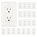 15 Amp Tamper Resistant Wall Outlet 20 Pack with Decorator Wall Plates Included Standard Electrical Receptacle 125V White Duplex Outlet for Home Office Kitchen