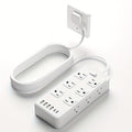 Charging Station Power Strip 18-in-1 with 12 AC Outlets 4 USB-A 2 USB-C Ports Surge Protector Flat Plug 5FT PVC Extension Cord Fire-Resistant for Home Office Travel Desk White Black