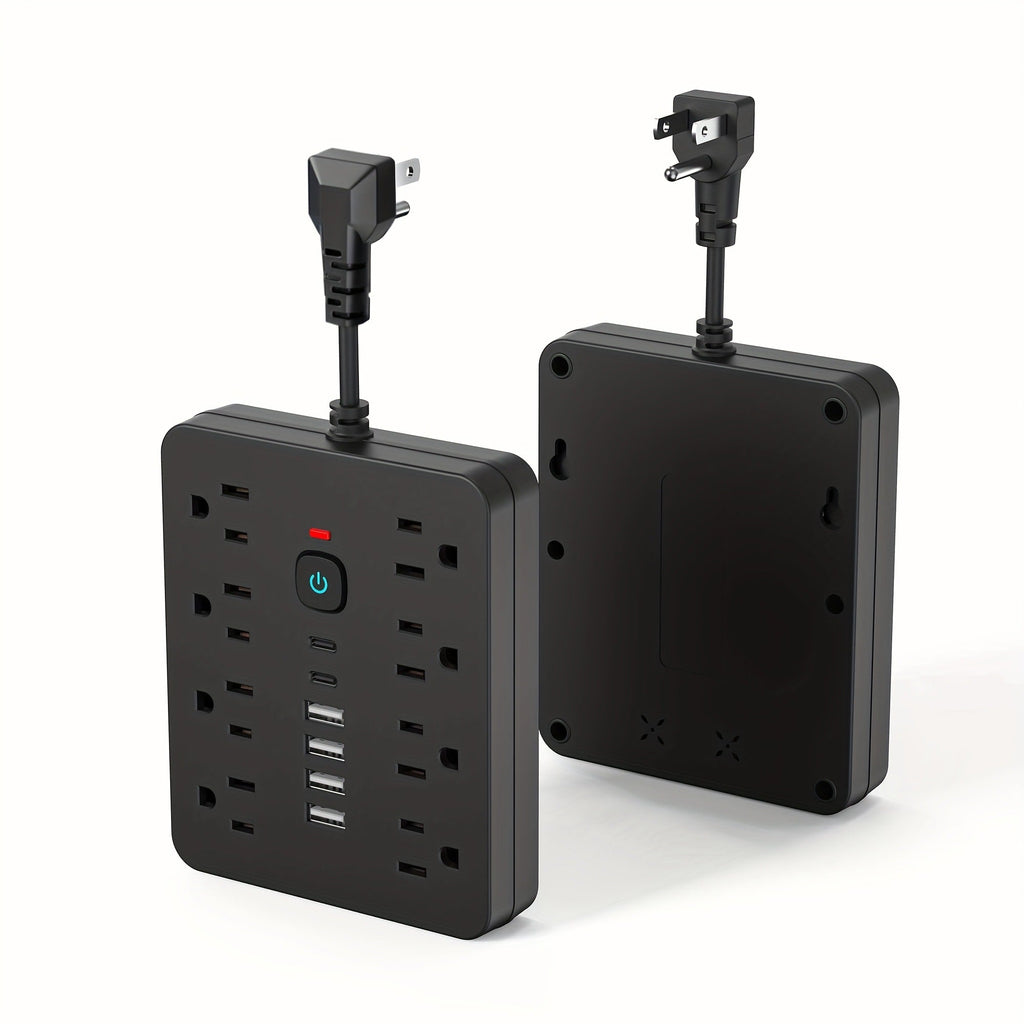 Power Strip Surge Protector 14-in-1 with 8 AC Outlets, 4 USB & 2 Type-C Ports ¨C Flat Plug Space-Saving Extension Cord, Compact Multi-Plug Outlet Expander for Home Office Desk & Kitchen