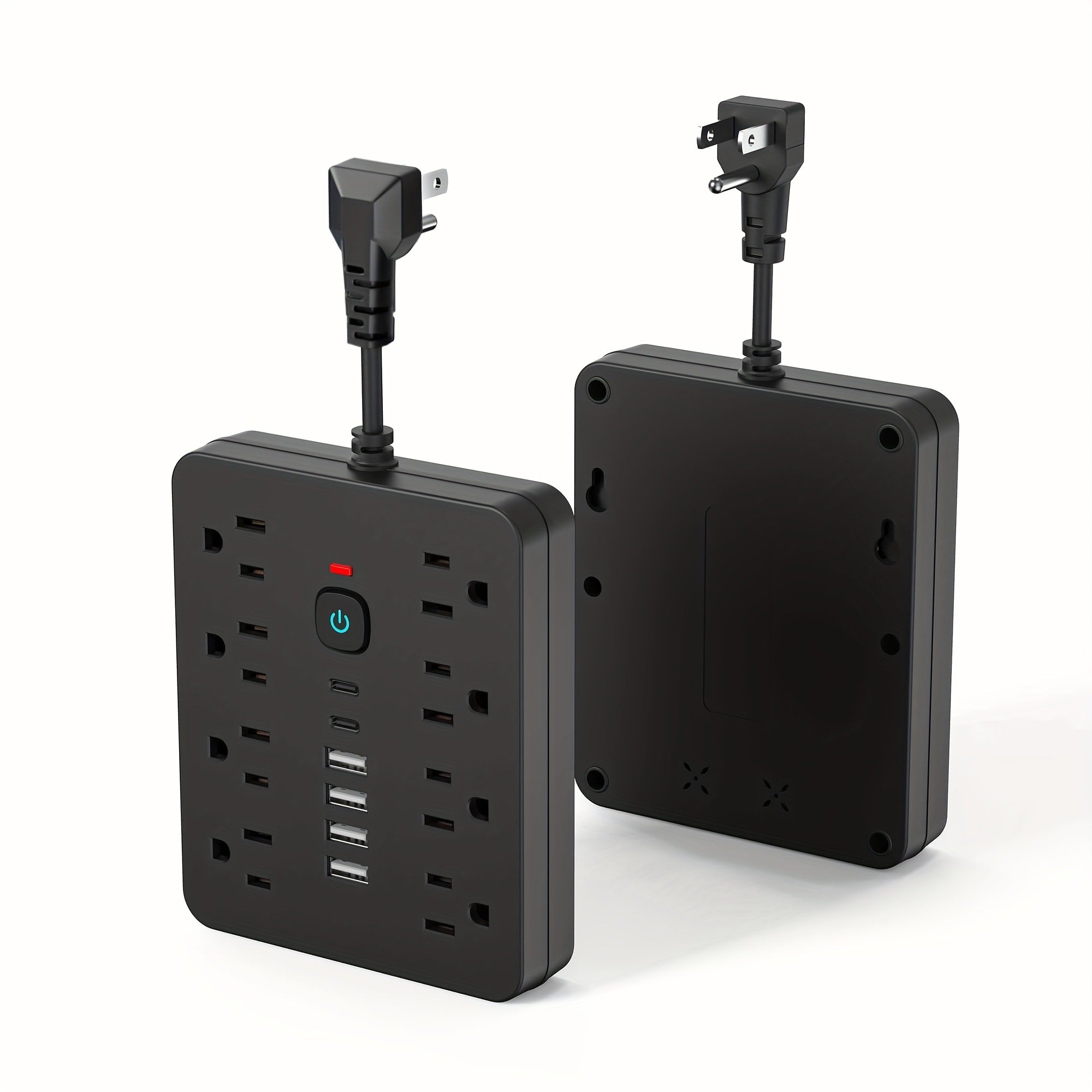 Power Strip Surge Protector 14-in-1 with 8 AC Outlets, 4 USB & 2 Type-C Ports ¨C Flat Plug Space-Saving Extension Cord, Compact Multi-Plug Outlet Expander for Home Office Desk & Kitchen