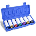 Lug Nut Socket Set 7-Piece 1/2¡± Drive ¨C Metric 17/19/21/22/23/24/27mm Thin Wall Impact Wheel Sockets with White Protective Covers for Car, Truck & SUV Tire Changes