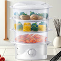 Electric Food Steamer 3-Tier 9.6QT Large Capacity, 800W Fast Cooking, 60-Min Timer, Boil-Dry Protection, Dishwasher Safe & BPA-Free ¨C Multi-Tier Steamer for Vegetables, Dumplings & Family Dinners