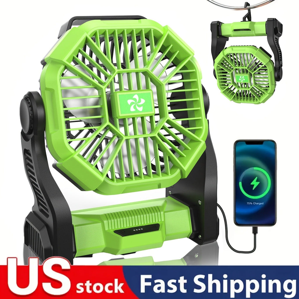 Camping Fan with LED Lantern, 3-in-1 Battery Powered Portable Fan Light for Tent Outdoor, Rechargeable Electric Fan with Timer 360¡ã Rotation, for Camping Hiking Barbecue Travel Emergency