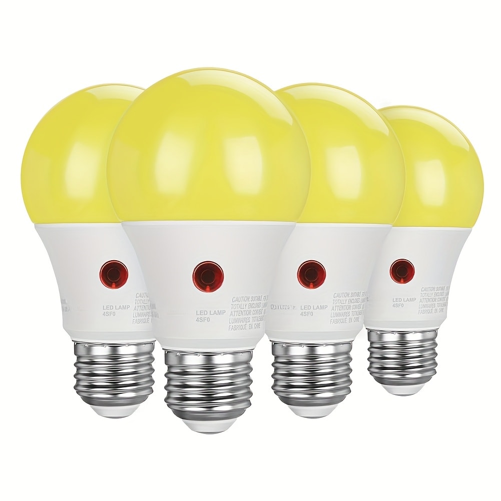 Dusk to Dawn Light Bulbs, A19 E26 Auto On Off Photocell Sensor LED Bulb 9W 60W Equivalent, 5000K Daylight / 2700K Soft White / 2000K Amber Bug Repelling, 800LM Non-Dimmable for Porch Garage Outdoor Indoor