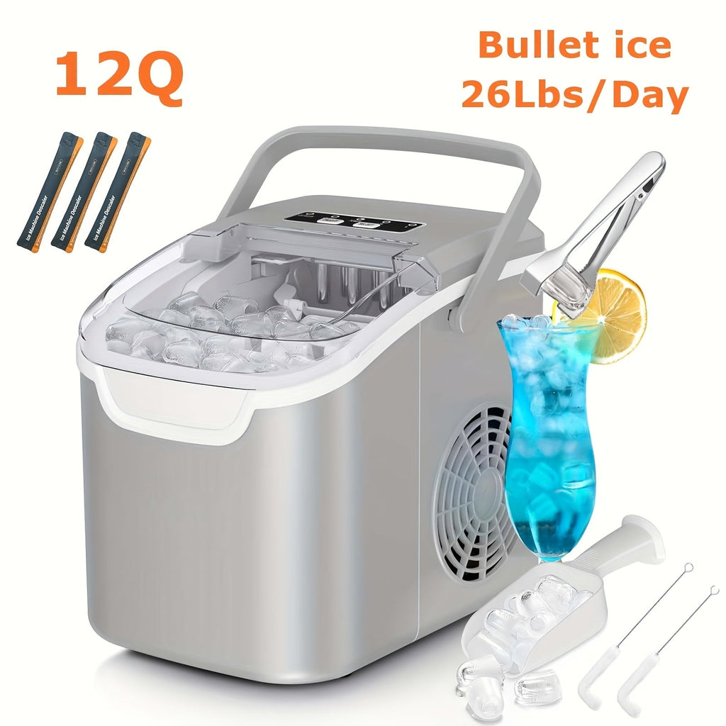 Nugget Ice Maker Countertop Pebble Ice Machine 26 Lbs 35 Lbs Per Day, Sonic Ice Bullet Ice Cube Options, Self-Cleaning Ice Maker with Ice Scoop and Basket, Portable Ice Machine for Home Kitchen Bar RV
