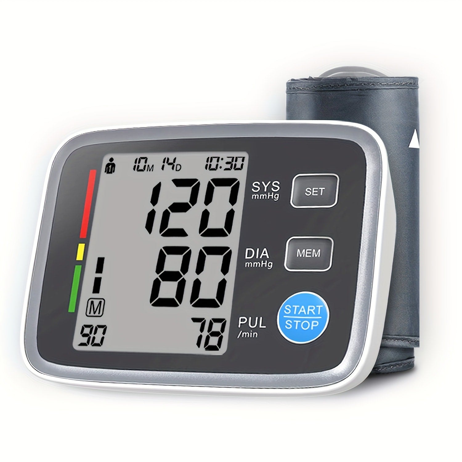 Blood Pressure Monitor Upper Arm Wrist Digital BP Machine LCD Backlit Display 2x90 Memory Arrhythmia Detection Home Use Portable Accurate Heart Rate Monitor with Adult Cuff 5.3-8.4 Inch