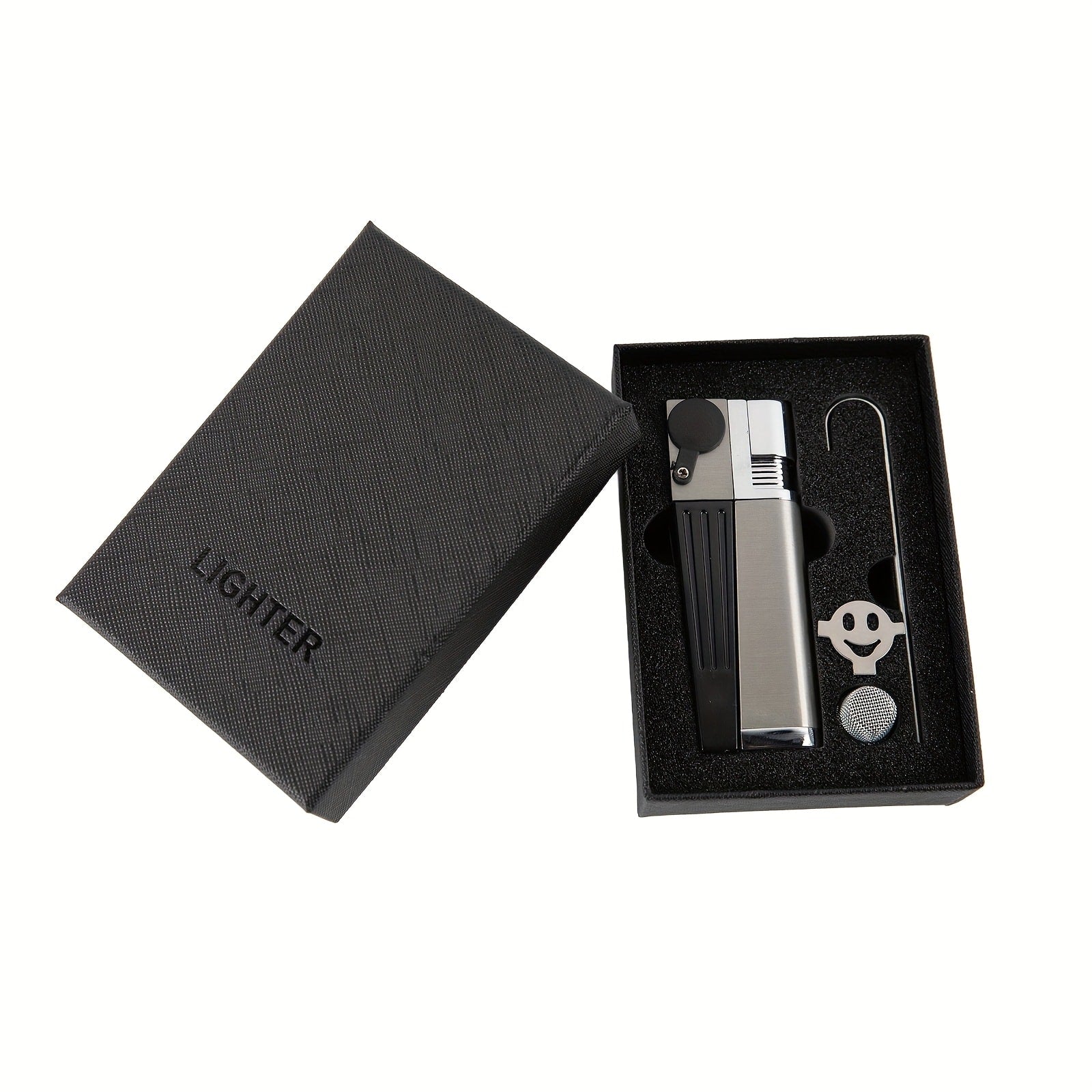Folding Pipe Lighter Refillable 2-in-1 with Adjustable Flame, Metal-Crafted Durable Design, Gift Box Included ¨C Windproof Butane Lighter for Men, Outdoor, Christmas & Valentine¡¯s Day Gift