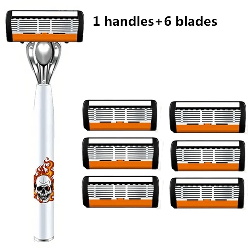 Men's Safety Razor with Replacement Blades - Anti-Slip Stainless Steel Handle Shaver for Beard & Sideburns, Classic Style Wet Shaving Razor, Multiple Blade Bundle Options