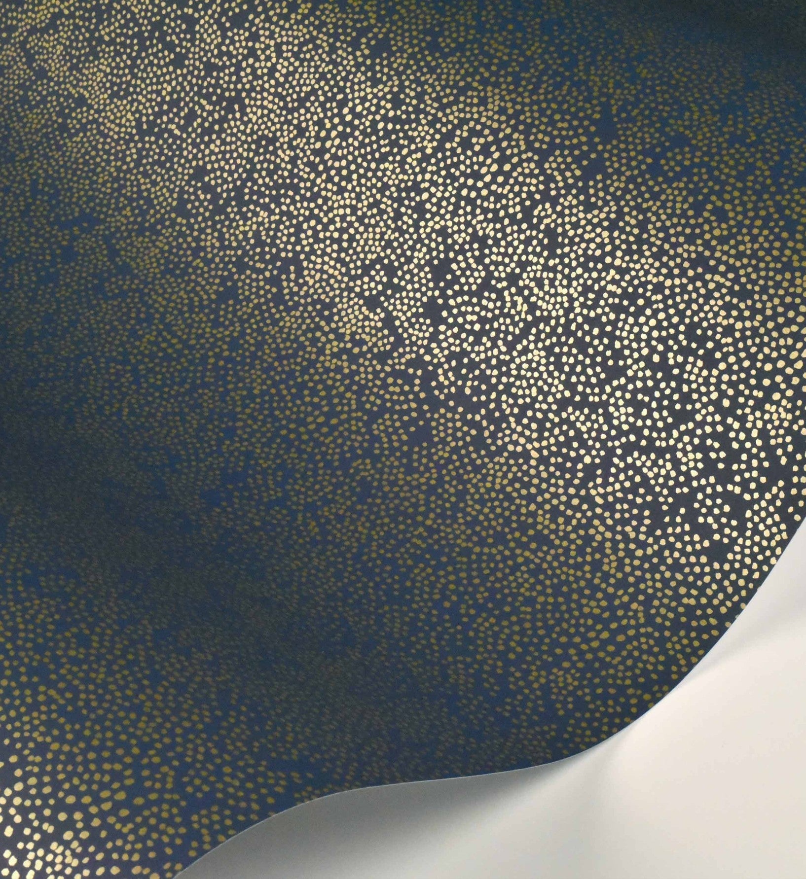 Champagne Dots Wallpaper - Metallic Gold & Navy