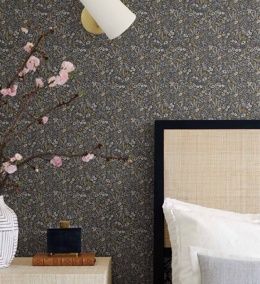 Tapestry Wallpaper - Black Linen