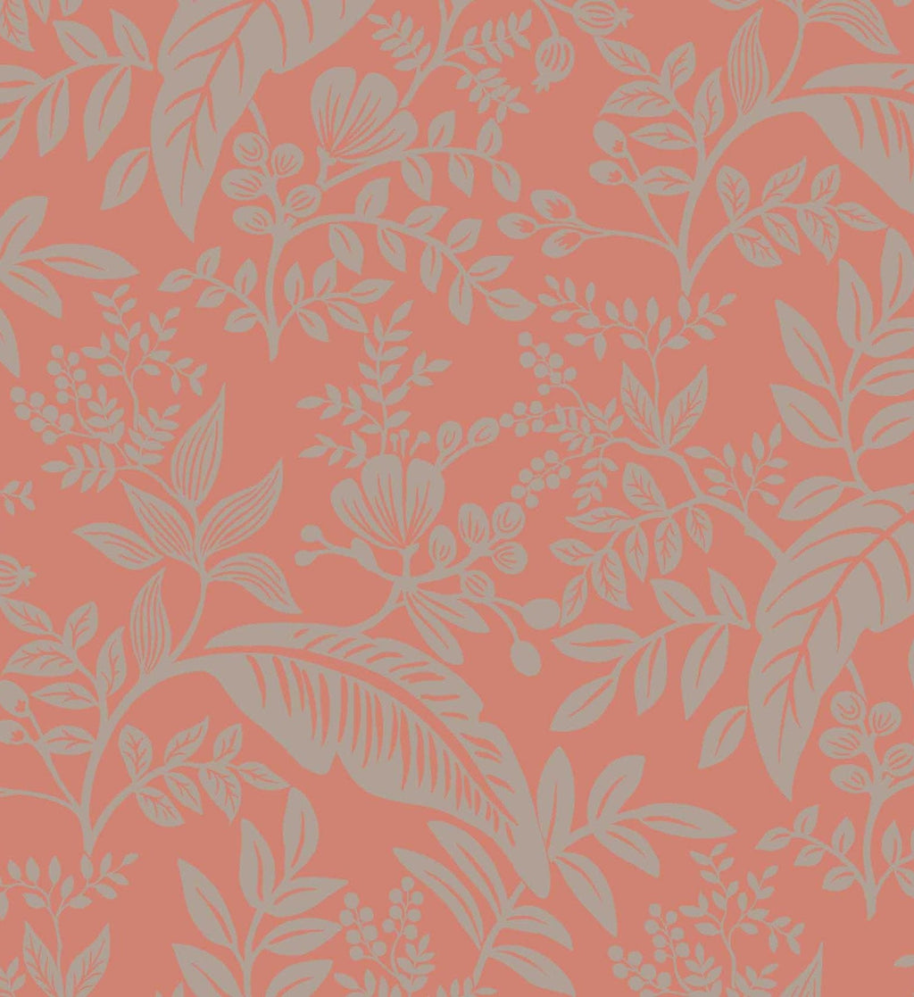 Canopy Wallpaper - Rose & Metallic Silver