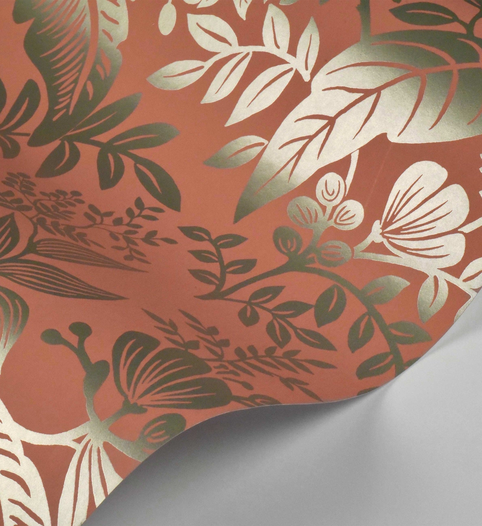 Canopy Wallpaper - Rose & Metallic Silver