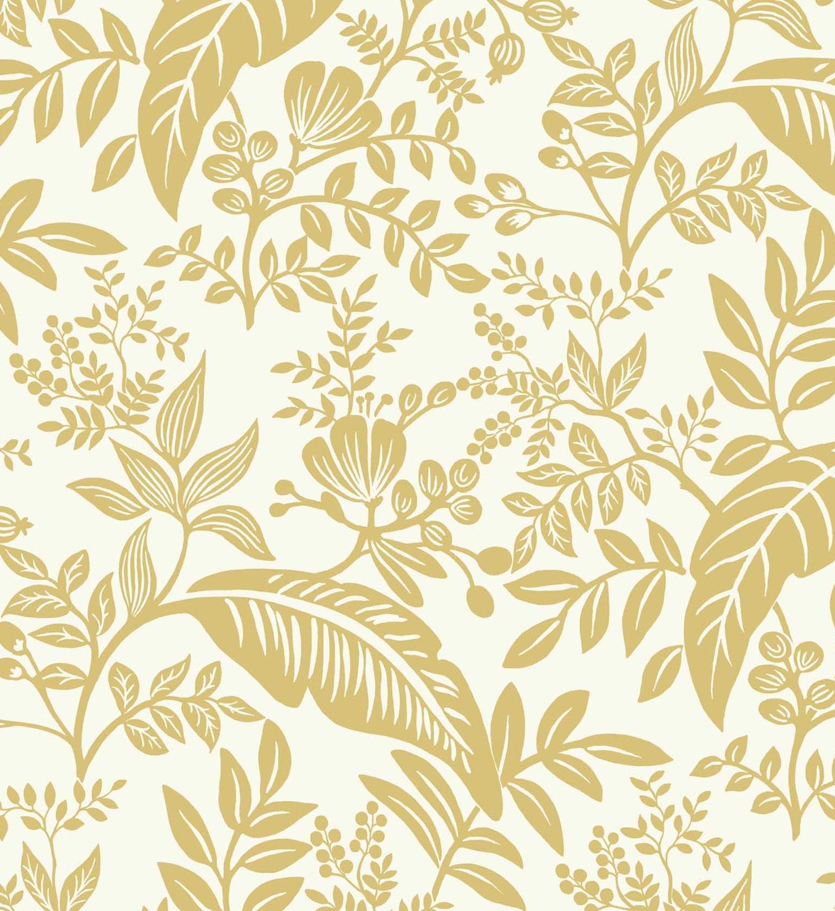 Canopy Wallpaper - Metallic Gold & White