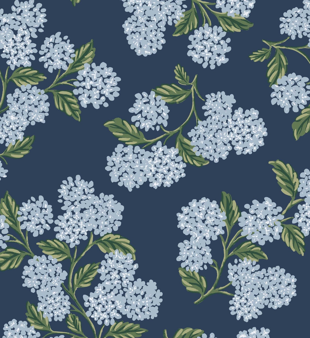 Hydrangea Wallpaper - Navy